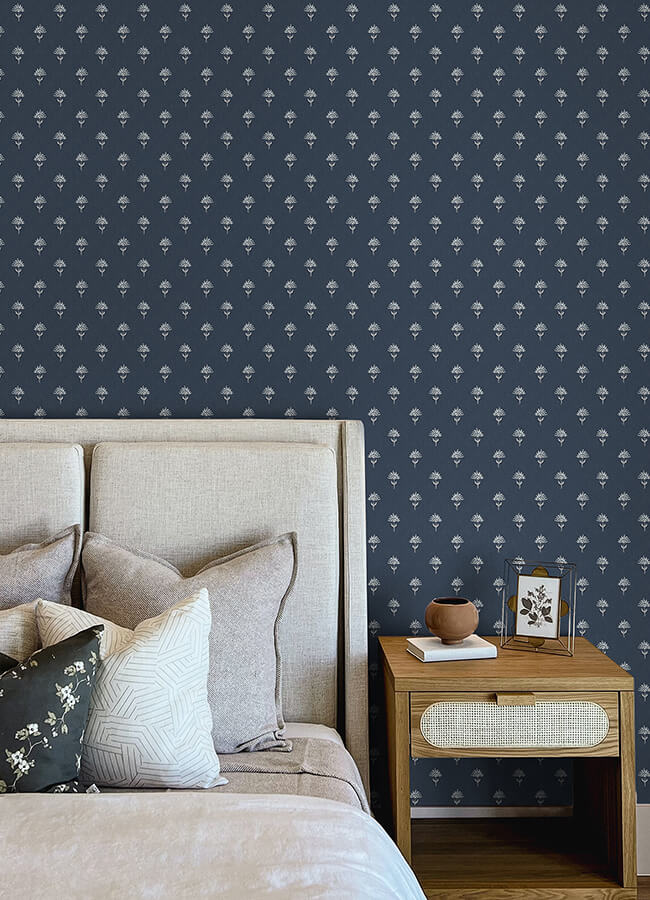 surdiva-indigo-floral-fan-wallpaper-york-wallcoverings-4148-27461 - York Wallcoverings Papel pintado