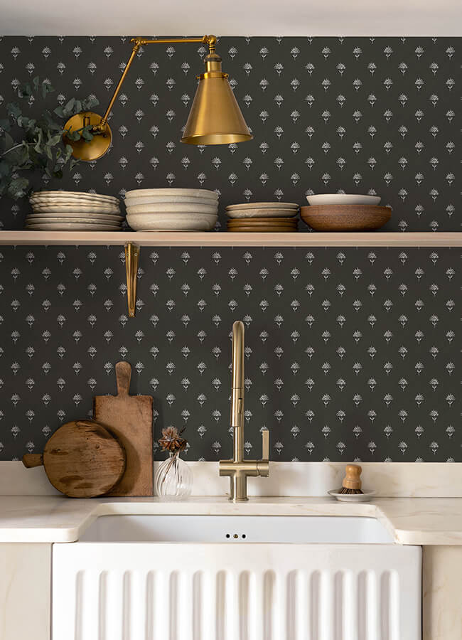 surdiva-black-floral-fan-wallpaper-york-wallcoverings-4148-27462 - York Wallcoverings Papel pintado