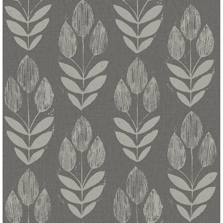 garland-charcoal-block-tulip-wallpaper-york-wallcoverings-4148-27477 - York Wallcoverings Wallpaper