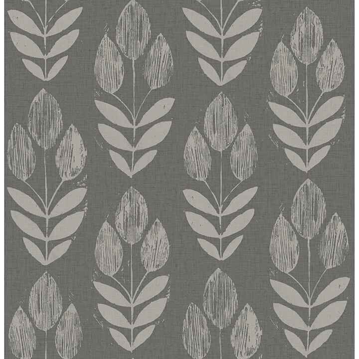 Garland Charcoal Block Tulip Wallpaper - York Wallcoverings - 4148-27477 - York Wallcoverings Wallpaper