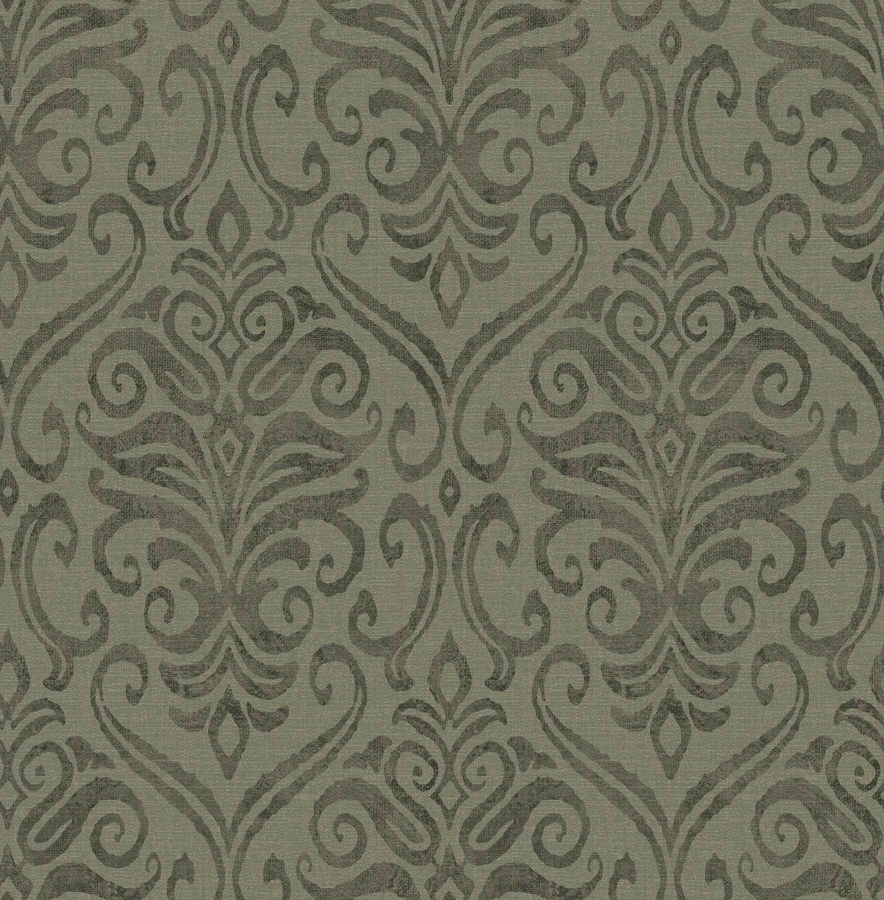 Adavu Dark Green Damask Wallpaper - York Wallcoverings - 4148-27440