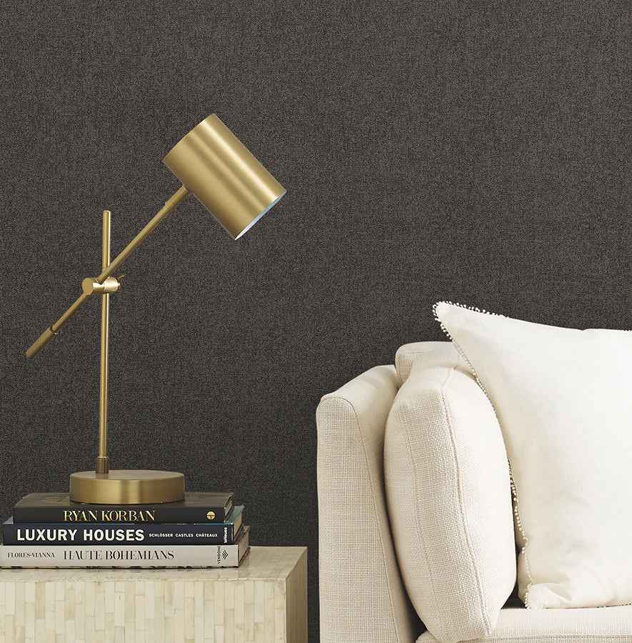 Herringbone Tweed Charcoal Woven Wallpaper - York Wallcoverings - 4178-4425 - York Wallcoverings Wallpaper