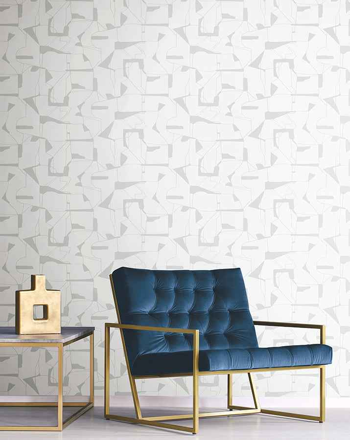 Calder Silver Abstract Wallpaper - York Wallcoverings - 4178-4449 - York Wallcoverings Wallpaper