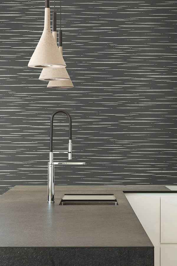 Longitude Charcoal Striated Wallpaper - York Wallcoverings - 4178-4459 - York Wallcoverings Wallpaper