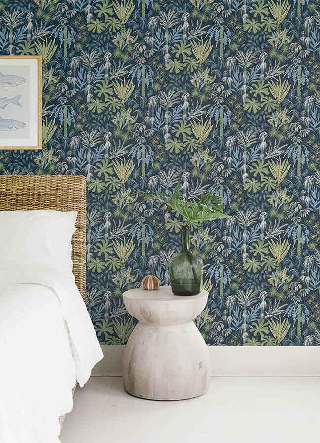 Everglades Teal Botanical Wallpaper - York Wallcoverings - 4172-27482