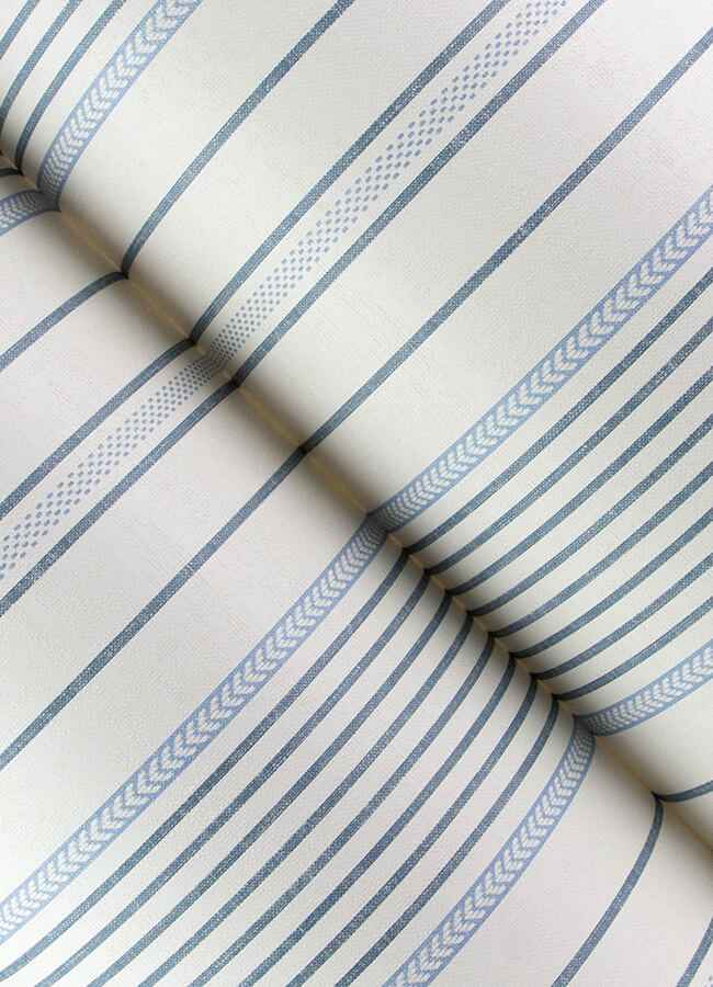 Navarres Stripe Blue Faux Linen Wallpaper - York Wallcoverings - 4172-27484 - York Wallcoverings Wallpaper