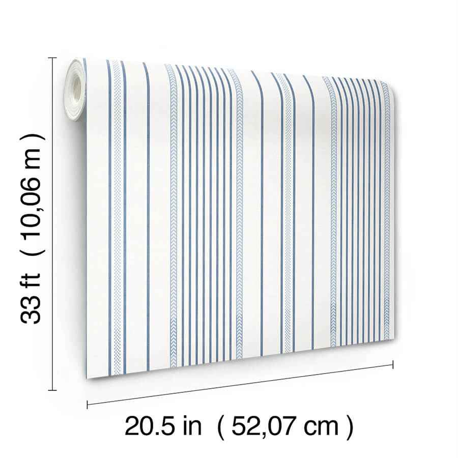 Navarres Stripe Blue Faux Linen Wallpaper - York Wallcoverings - 4172-27484 - York Wallcoverings Wallpaper