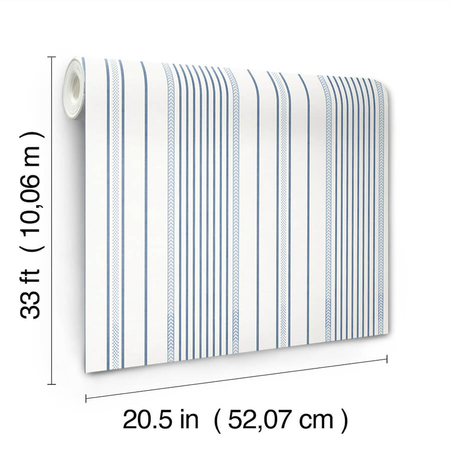 navarres-stripe-blue-faux-linen-wallpaper-york-wallcoverings-4172-27484 - York Wallcoverings Wallpaper