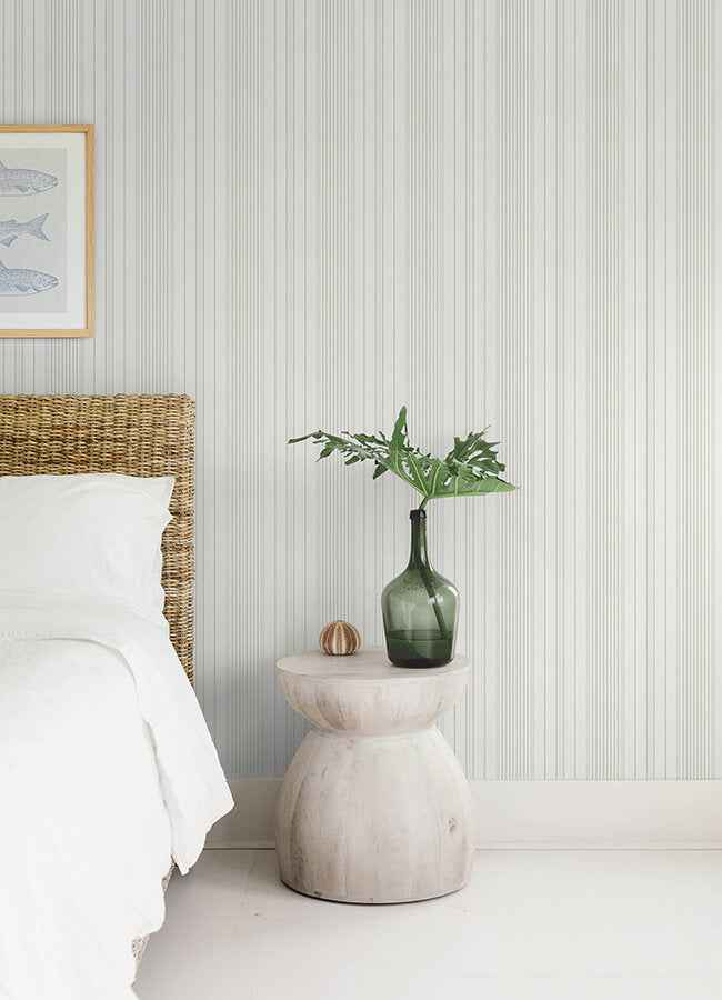 Navarres Stripe Light Green Faux Linen Wallpaper - York Wallcoverings - 4172-27485