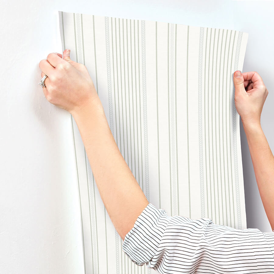 navarres-stripe-light-green-faux-linen-wallpaper-york-wallcoverings-4172-27485 - York Wallcoverings Wallpaper