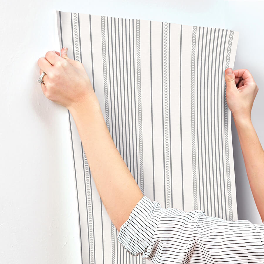 navarres-stripe-charcoal-faux-linen-wallpaper-york-wallcoverings-4172-27486 - York Wallcoverings Wallpaper