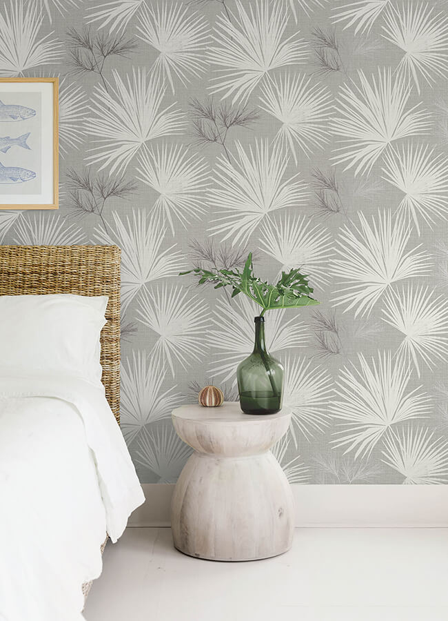 hatteras-grey-palms-wallpaper-york-wallcoverings-4172-27488 - York Wallcoverings Wallpaper