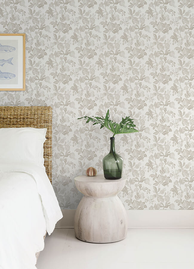 beach-rose-neutral-floral-fruits-wallpaper-york-wallcoverings-4172-27493 - York Wallcoverings Wallpaper