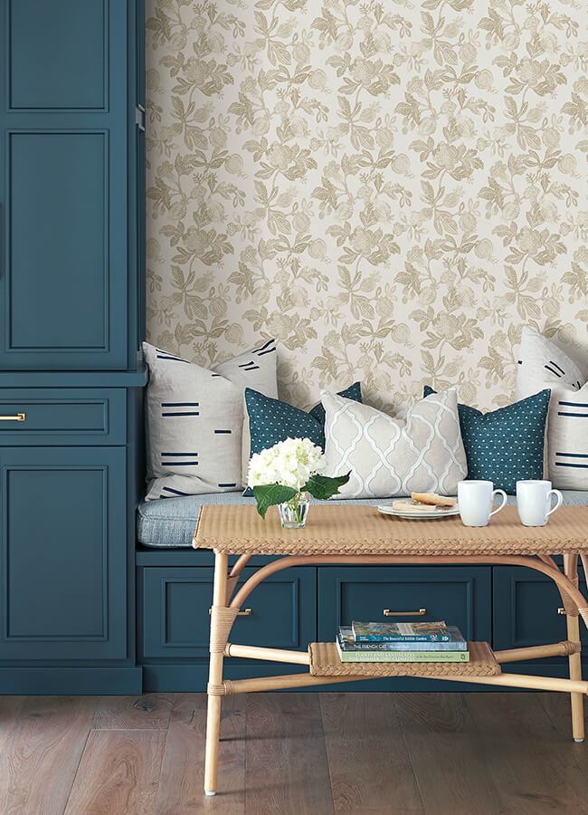 beach-rose-champagne-floral-fruits-wallpaper-york-wallcoverings-4172-27495 - York Wallcoverings Wallpaper