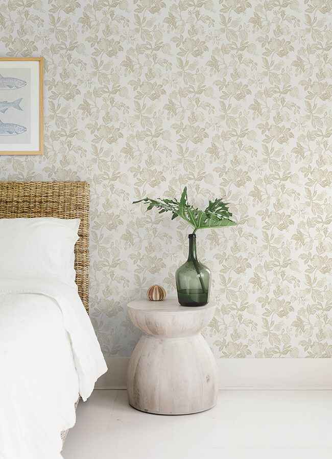 Beach Rose Champagne Floral Fruits Wallpaper - York Wallcoverings - 4172-27495 - York Wallcoverings Wallpaper