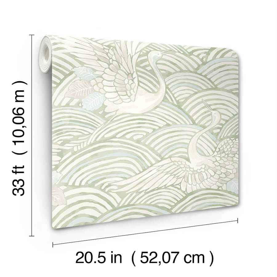 Egret Sage Tidal Dance Wallpaper - York Wallcoverings - 4172-27497 - York Wallcoverings Wallpaper