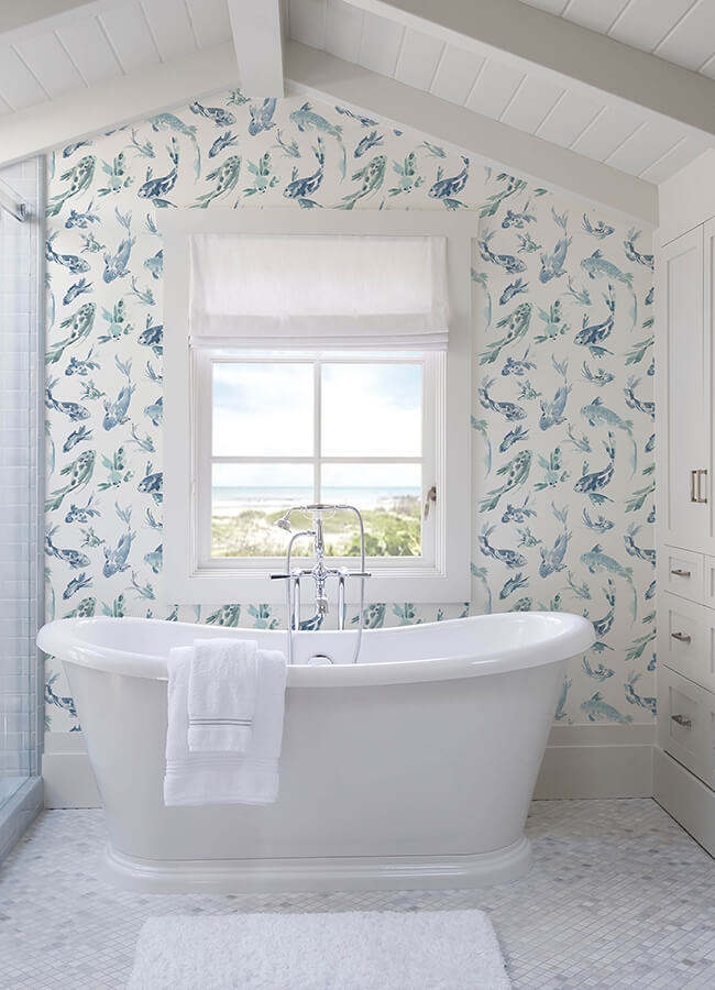 koi-blue-fish-wallpaper-york-wallcoverings-4172-27500 - York Wallcoverings Wallpaper