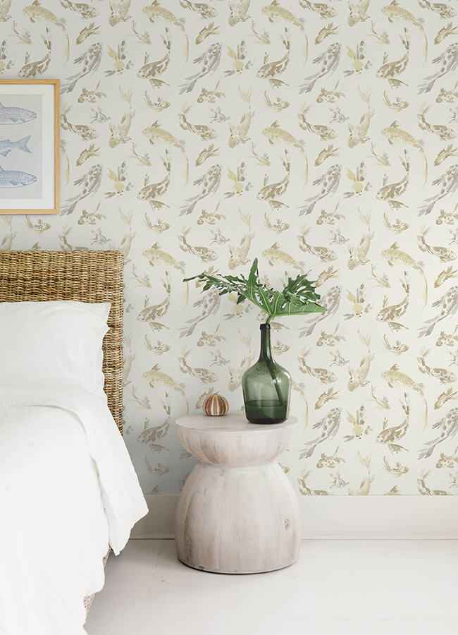 Koi Metallic Fish Wallpaper - York Wallcoverings - 4172-27501
