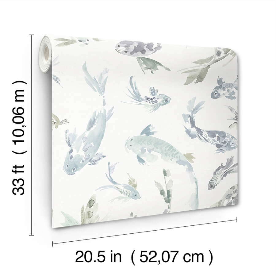 koi-seafoam-fish-wallpaper-york-wallcoverings-4172-27502 - York Wallcoverings Wallpaper