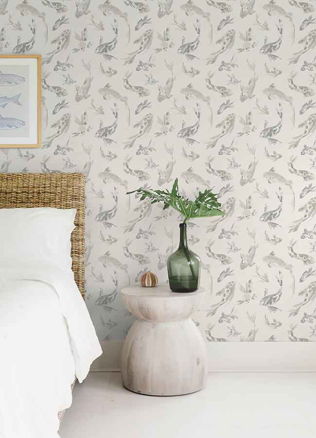 Koi Stone Fish Wallpaper - York Wallcoverings - 4172-27503 - York Wallcoverings Wallpaper