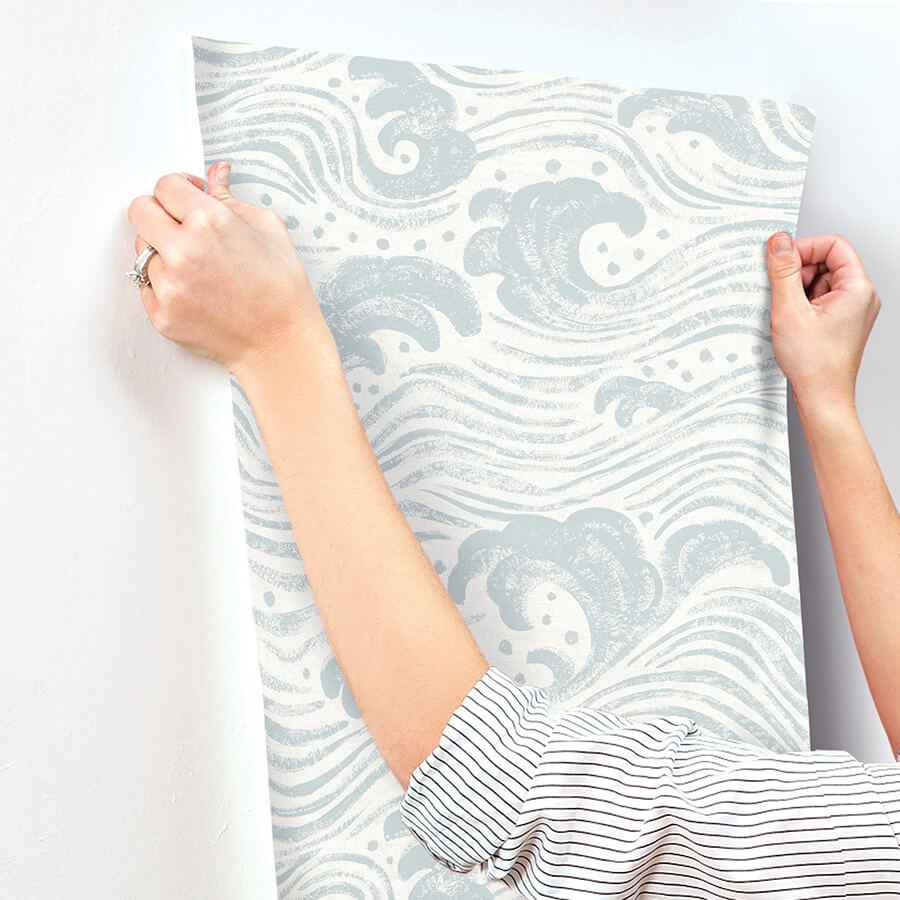Swell Light Blue Ocean Wave Wallpaper - York Wallcoverings - 4172-27509 - York Wallcoverings Wallpaper
