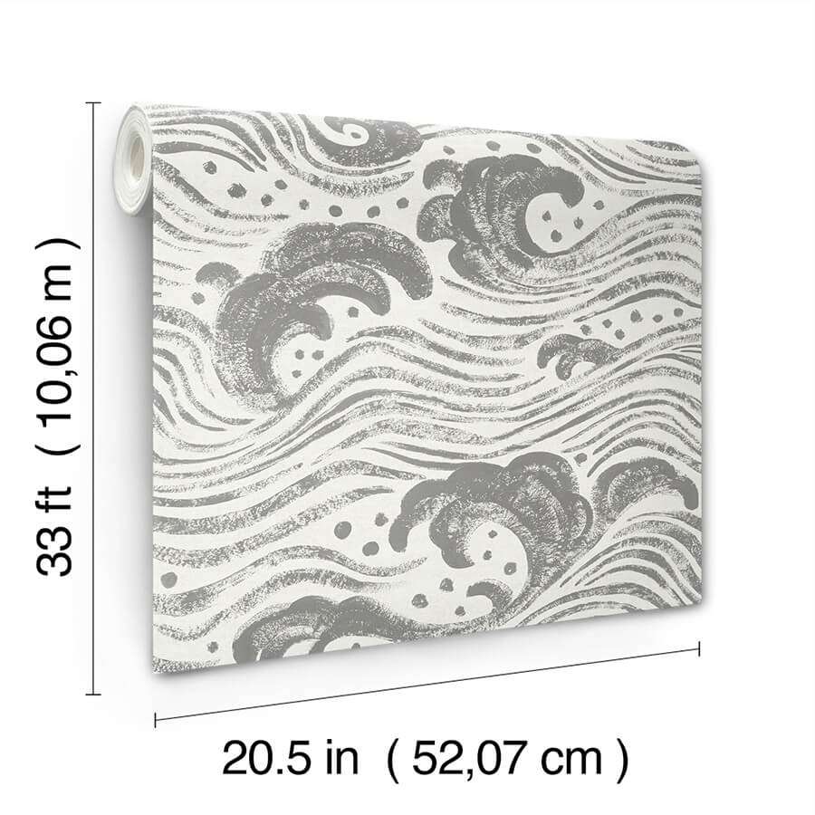 swell-charcoal-ocean-wave-wallpaper-york-wallcoverings-4172-27510 - York Wallcoverings Papel pintado