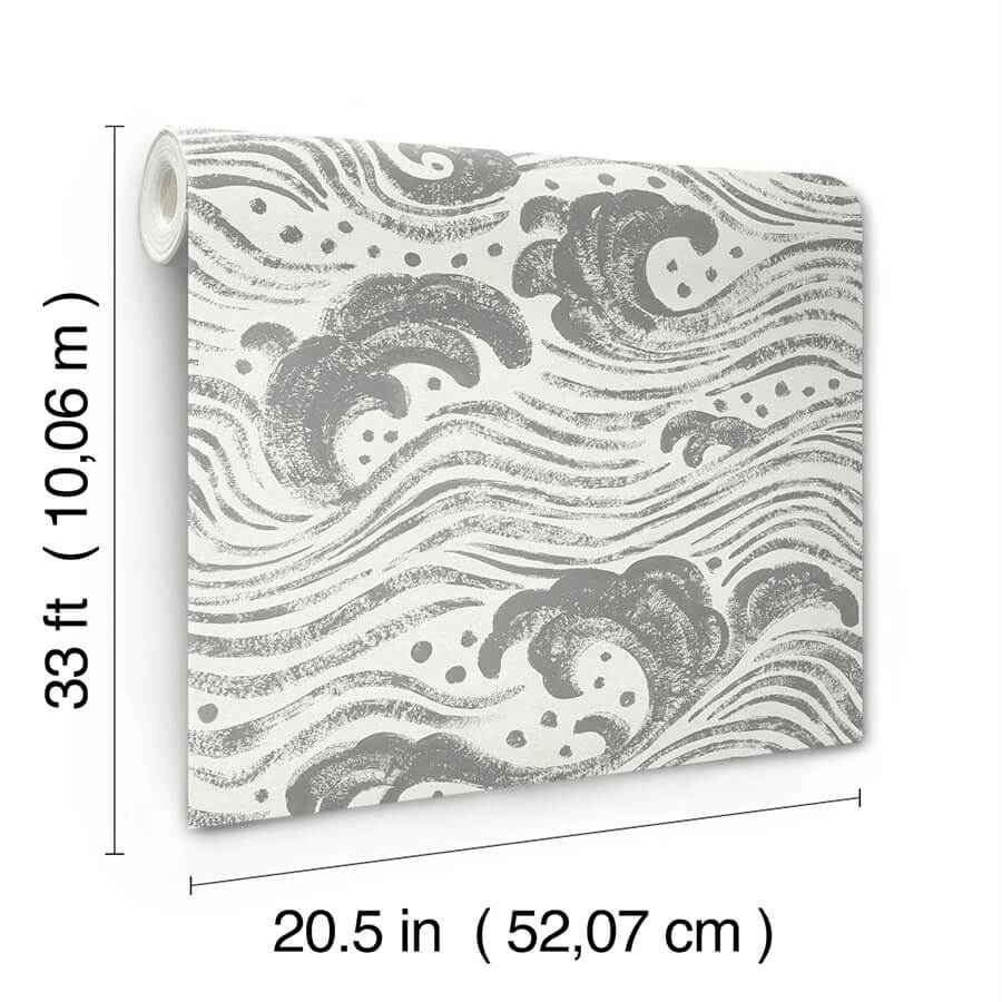 Swell Charcoal Ocean Wave Wallpaper - York Wallcoverings - 4172-27510 - York Wallcoverings Wallpaper