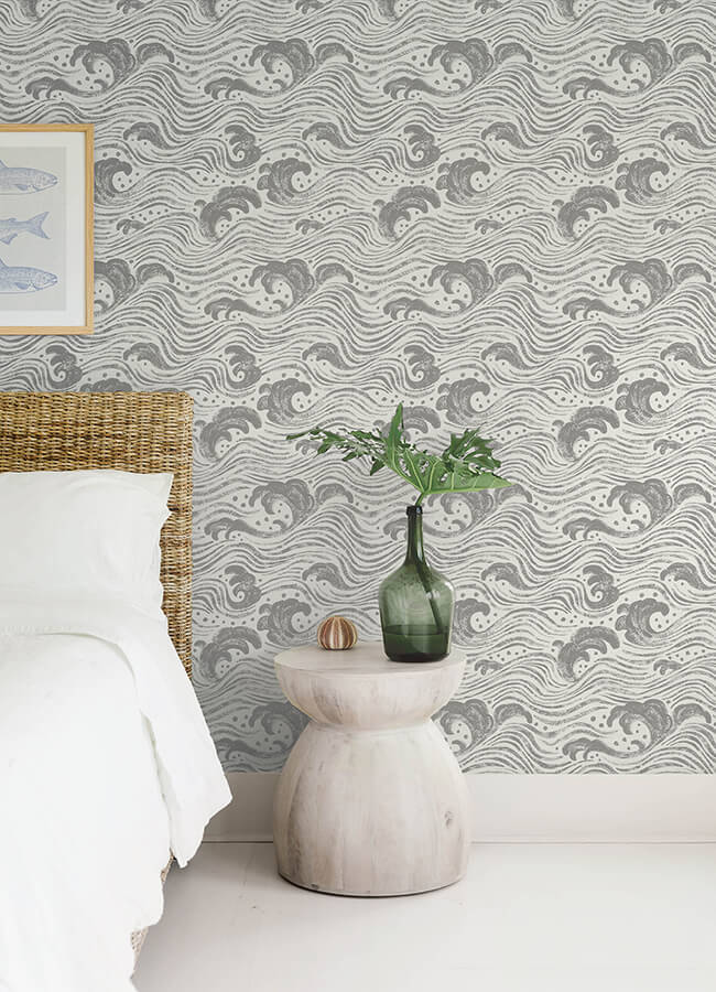 swell-charcoal-ocean-wave-wallpaper-york-wallcoverings-4172-27510 - York Wallcoverings Papel pintado