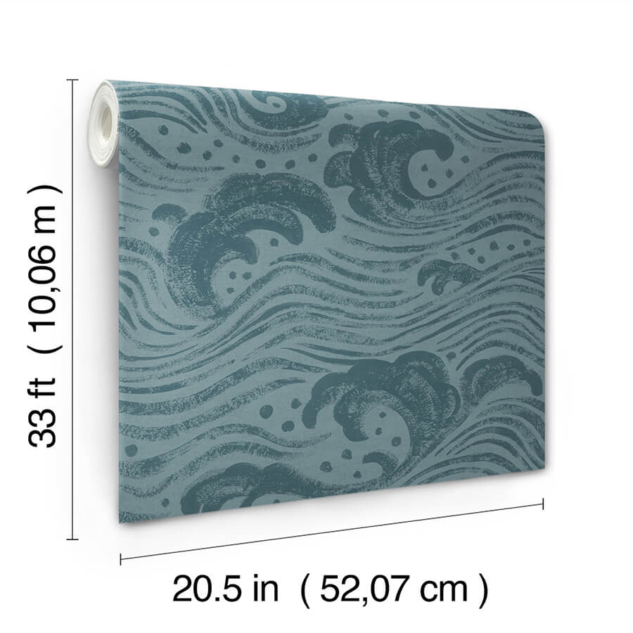 swell-teal-ocean-wave-wallpaper-york-wallcoverings-4172-27511 - York Wallcoverings Papel pintado