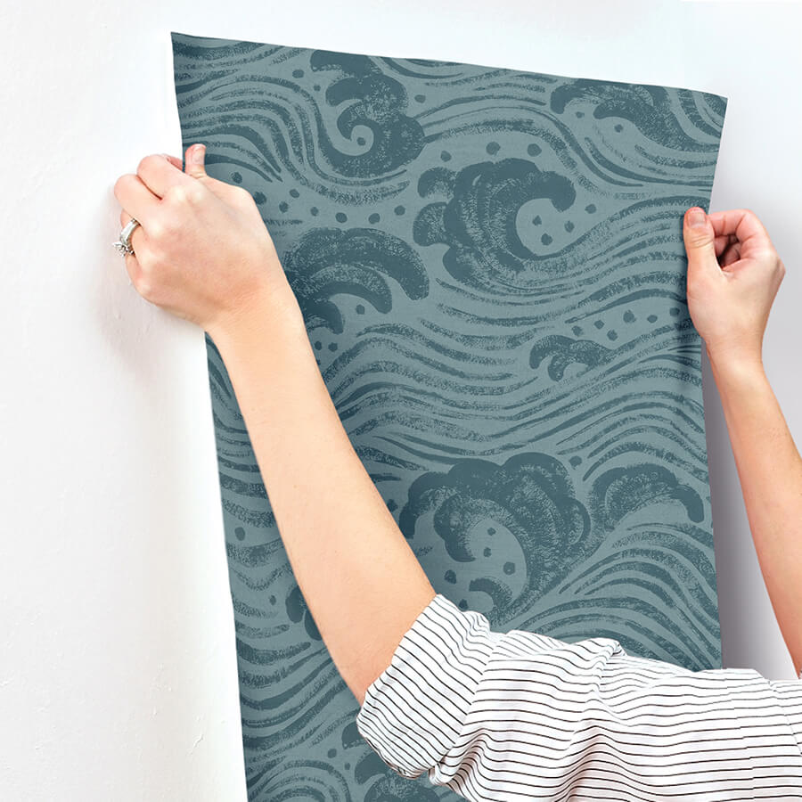 swell-teal-ocean-wave-wallpaper-york-wallcoverings-4172-27511 - York Wallcoverings Papel pintado