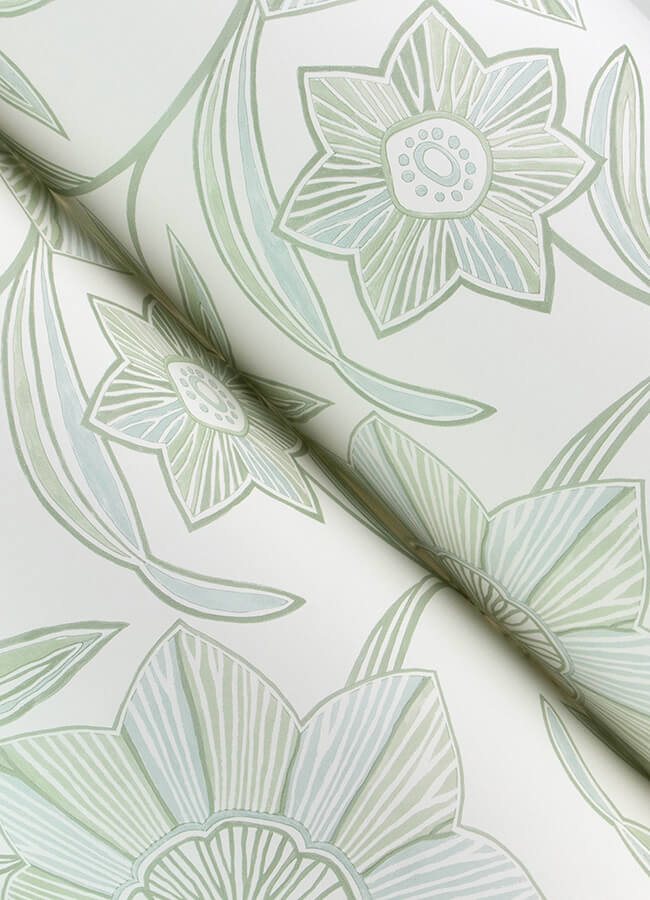 star-flower-light-green-floral-trail-wallpaper-york-wallcoverings-4172-27513 - York Wallcoverings Wallpaper