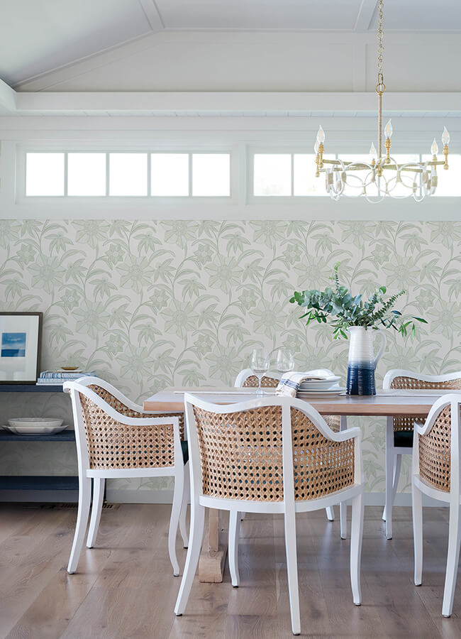star-flower-light-green-floral-trail-wallpaper-york-wallcoverings-4172-27513 - York Wallcoverings Wallpaper