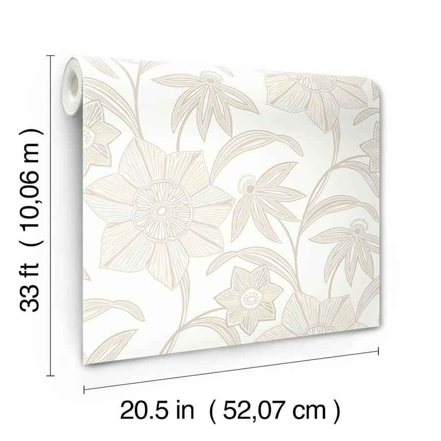 Star Flower Beige Floral Trail Wallpaper - York Wallcoverings - 4172-27515 - York Wallcoverings Wallpaper