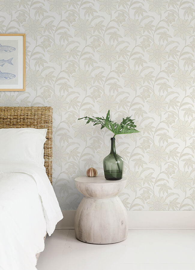 star-flower-beige-floral-trail-wallpaper-york-wallcoverings-4172-27515 - York Wallcoverings Wallpaper