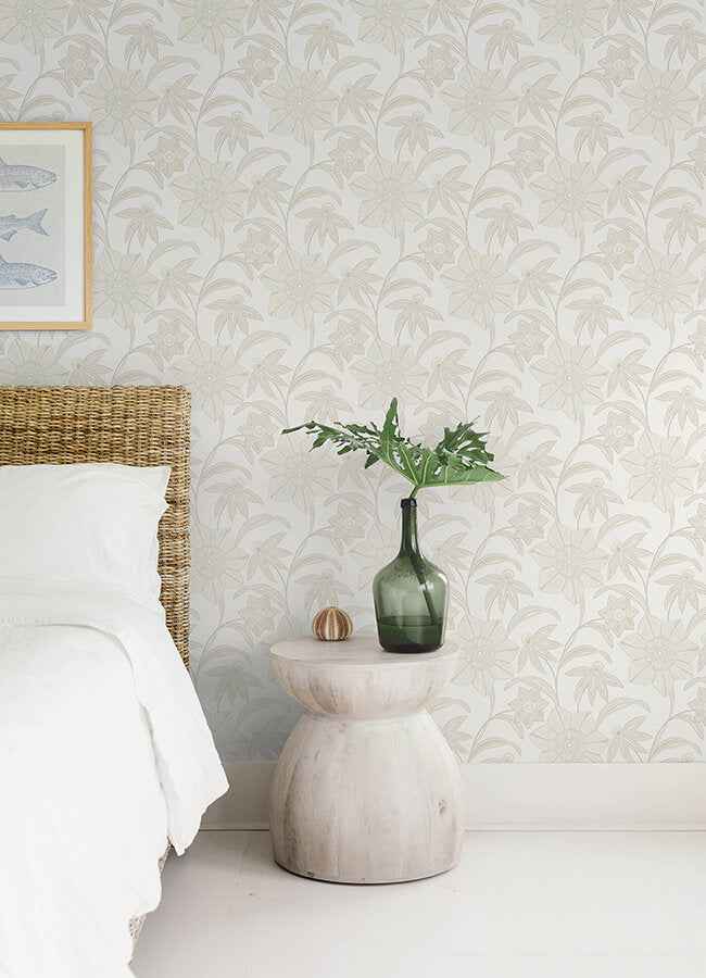 Star Flower Beige Floral Trail Wallpaper - York Wallcoverings - 4172-27515 - York Wallcoverings Wallpaper