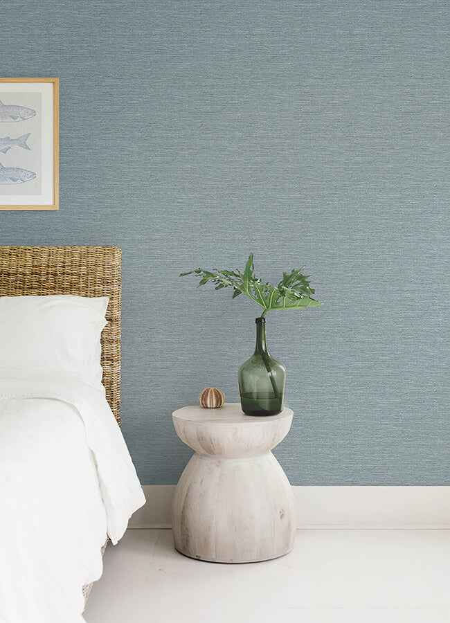 Malin Denim Faux Grasscloth Wallpaper - York Wallcoverings - 4172-27527