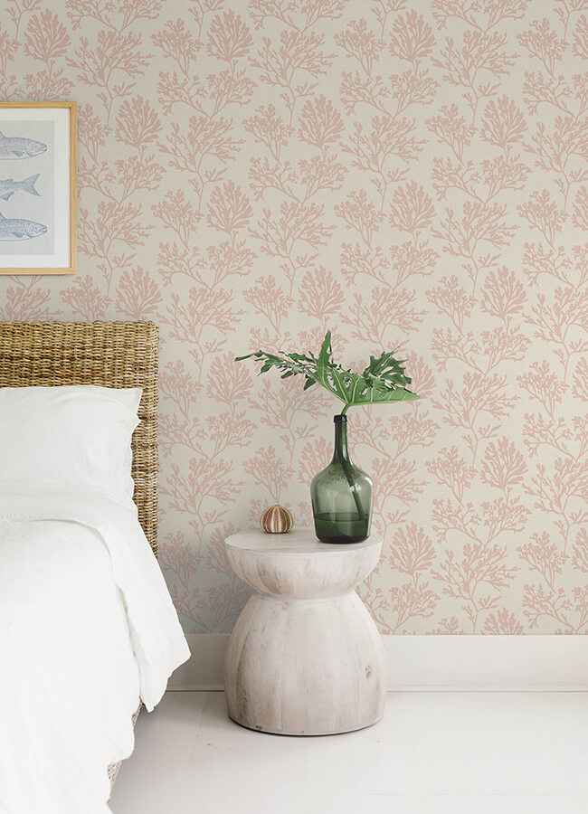 Tortuga Pink Coral Weave Wallpaper - York Wallcoverings - 4172-82000 - York Wallcoverings Wallpaper