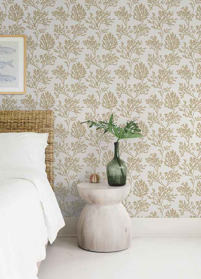 Tortuga Gold Coral Weave Wallpaper - York Wallcoverings - 4172-82002 - York Wallcoverings Wallpaper