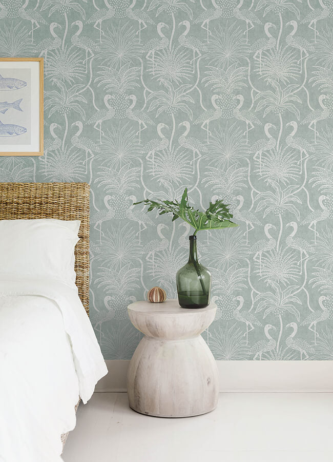 biscayne-turquoise-flamingo-beach-wallpaper-york-wallcoverings-4172-82004 - York Wallcoverings Papel pintado
