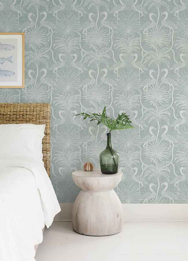 Biscayne Turquoise Flamingo Beach Wallpaper - York Wallcoverings - 4172-82004