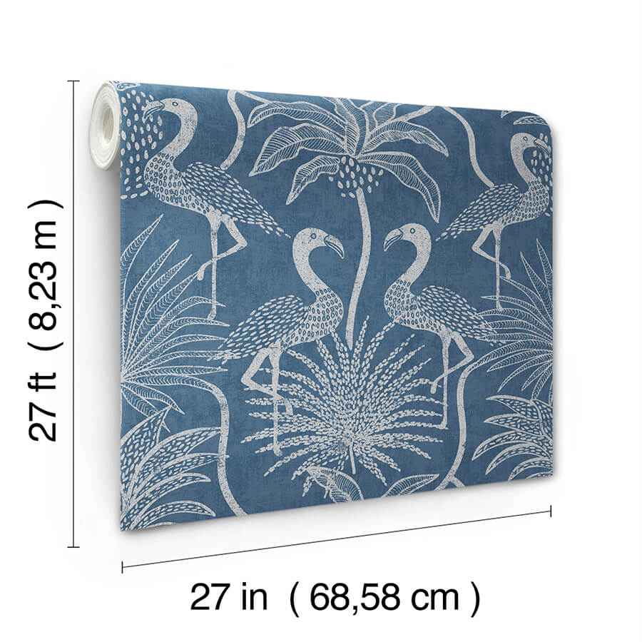 Biscayne Navy Flamingo Beach Wallpaper - York Wallcoverings - 4172-82006 - York Wallcoverings Wallpaper