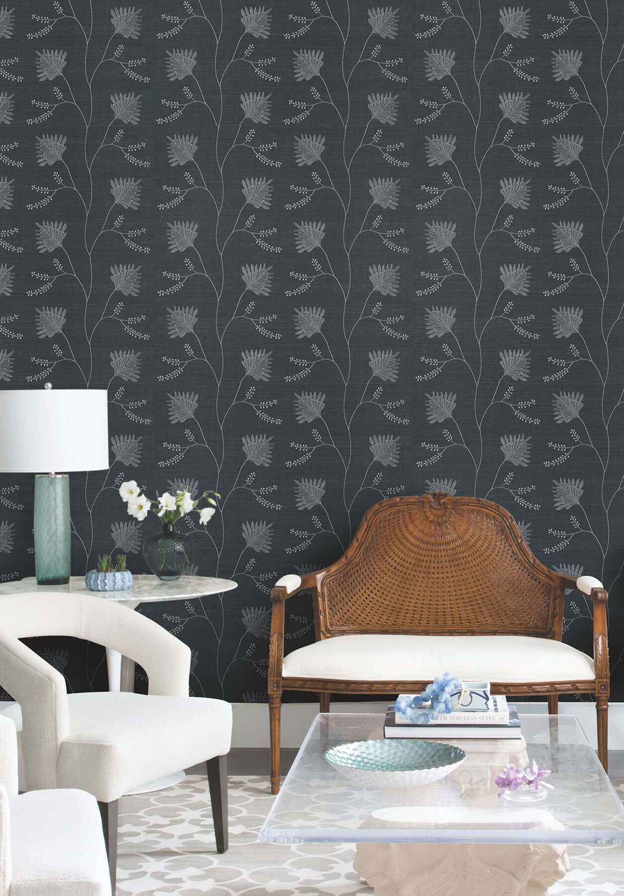Laelynn Navy Wallpaper - York Wallcoverings - MX9608