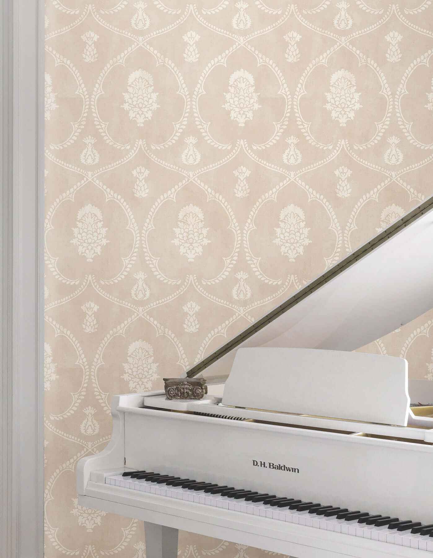 Royal Damask Blush Wallpaper - York Wallcoverings - MX9646 - York Wallcoverings Wallpaper