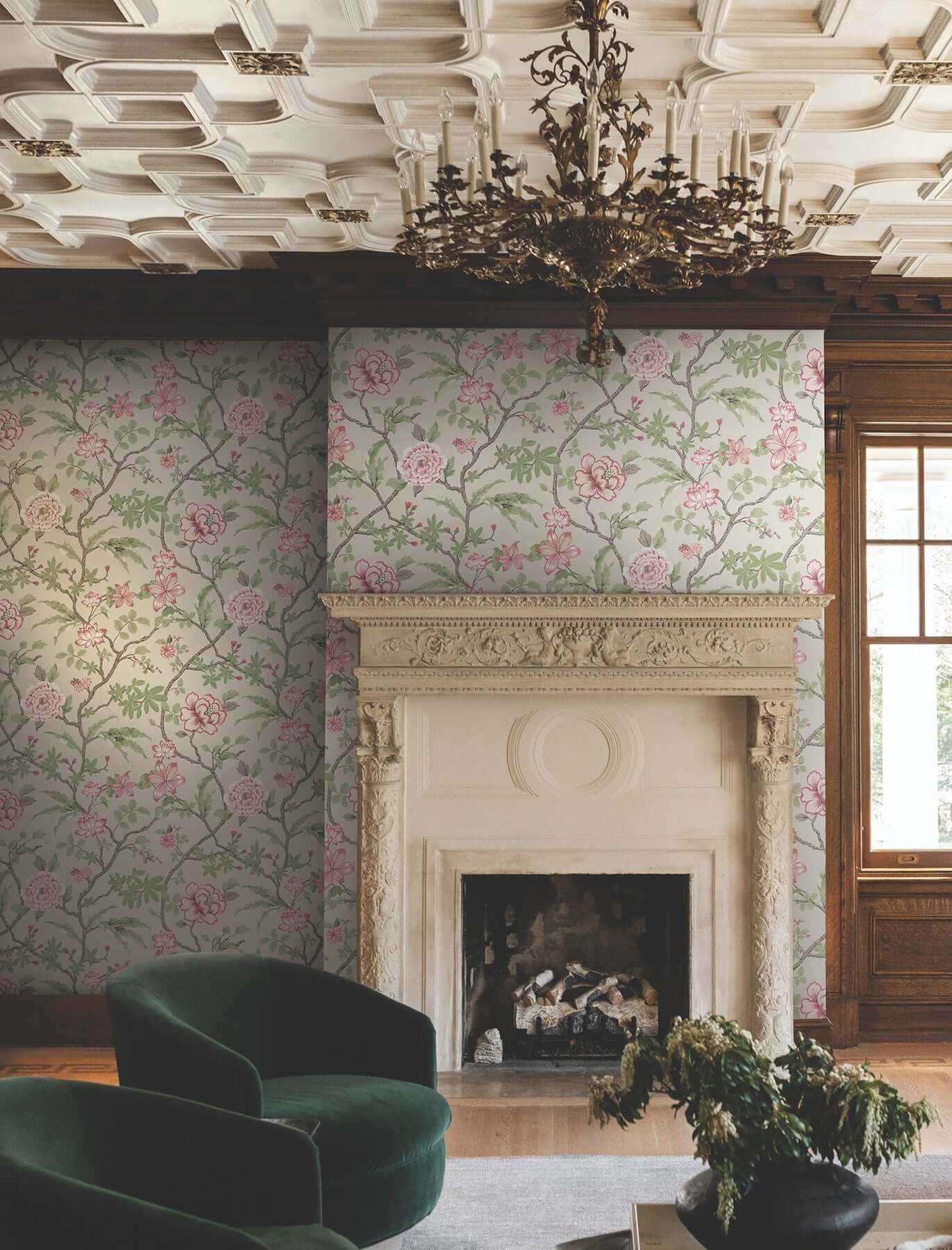 Courtyard Botanical Pink Wallpaper - York Wallcoverings - MX9653
