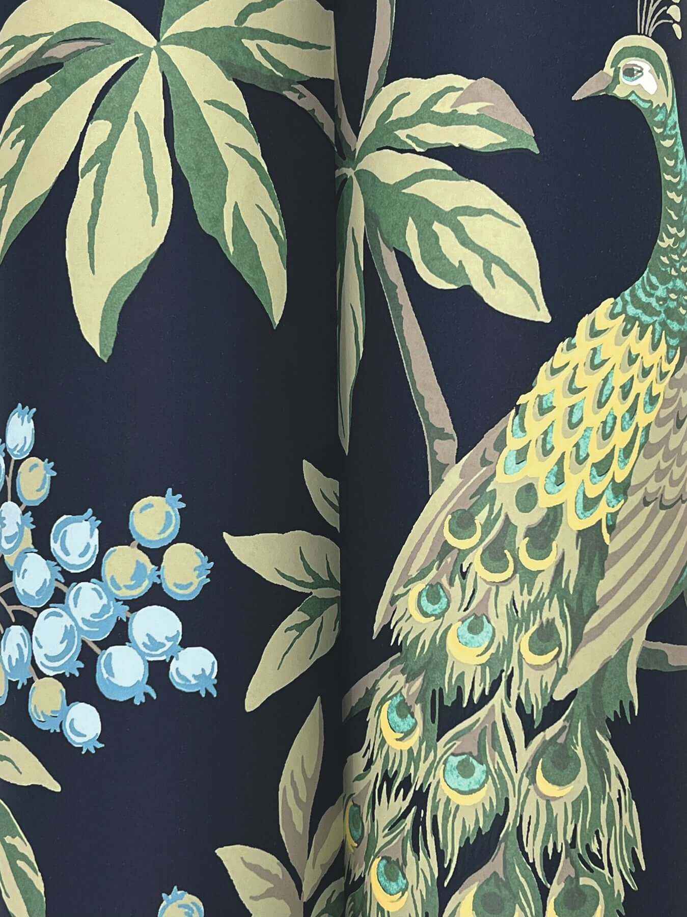 Peacock Estate Navy Wallpaper - York Wallcoverings - MX9661 - York Wallcoverings Wallpaper