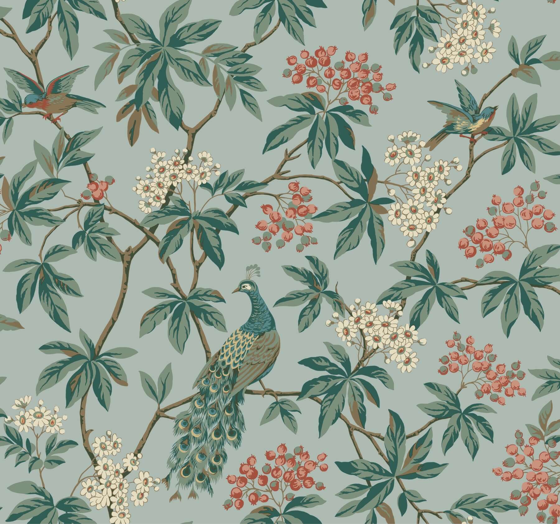 peacock-estate-blue-wallpaper-york-wallcoverings-mx9663 - York Wallcoverings Wallpaper