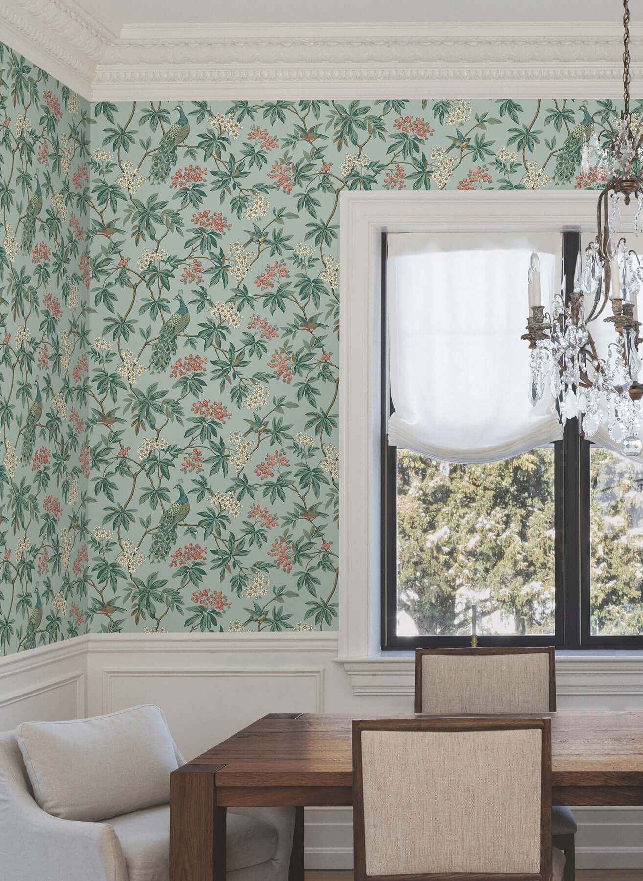 Peacock Estate Blue Wallpaper - York Wallcoverings - MX9663 - York Wallcoverings Wallpaper