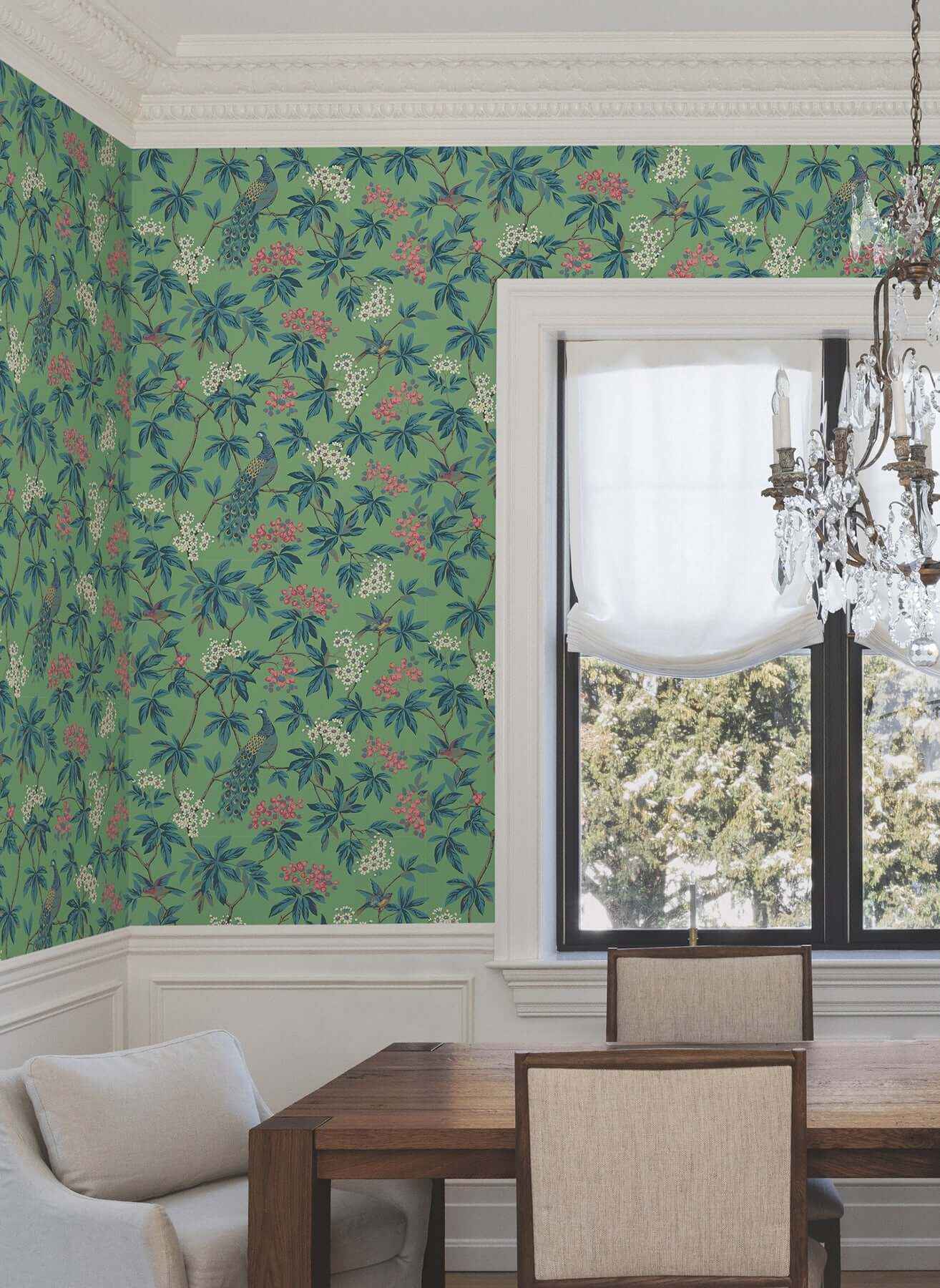 Peacock Estate Green Wallpaper - York Wallcoverings - MX9664 - York Wallcoverings Wallpaper