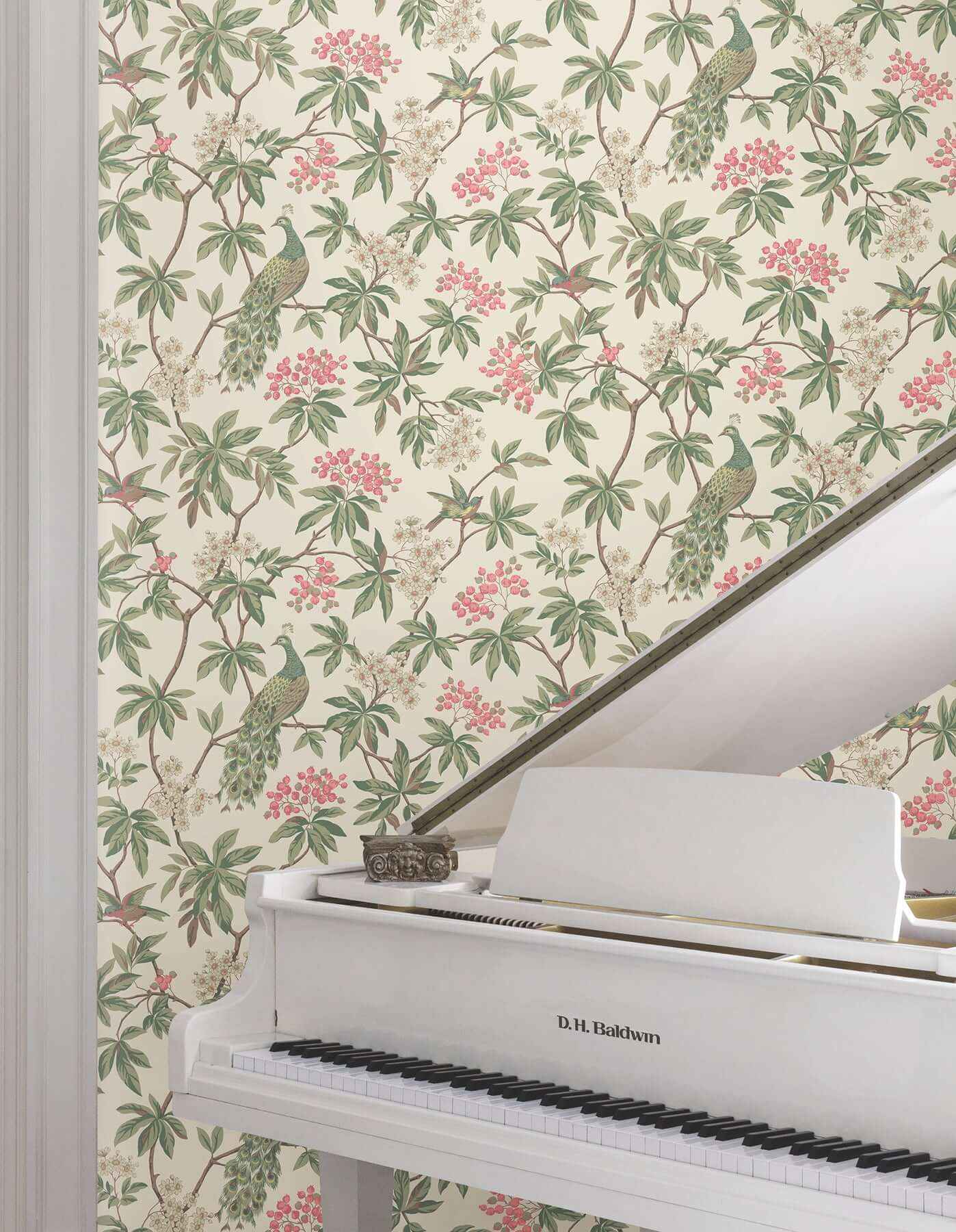 Peacock Estate Cream Wallpaper - York Wallcoverings - MX9665 - York Wallcoverings Wallpaper