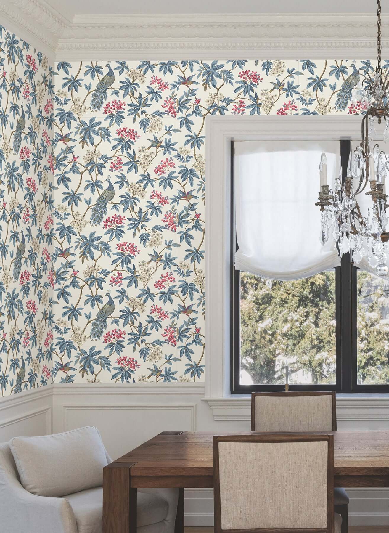 peacock-estate-white-wallpaper-york-wallcoverings-mx9666 - York Wallpaper Wallpaper